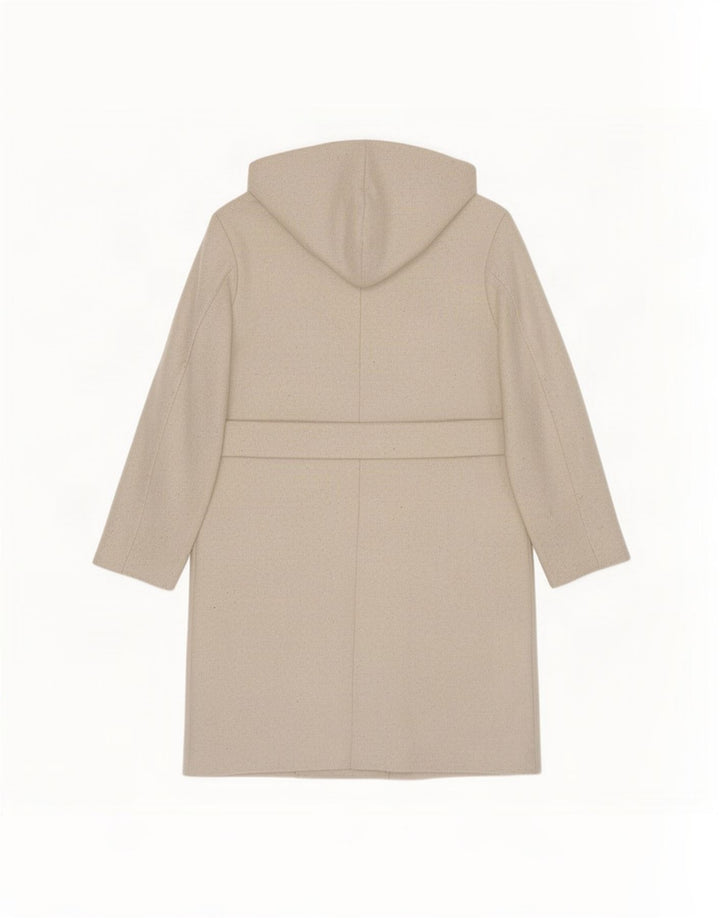 Zara Dame Hooded Oversized Dobbeltradet Frakke UK 10 Small Beige