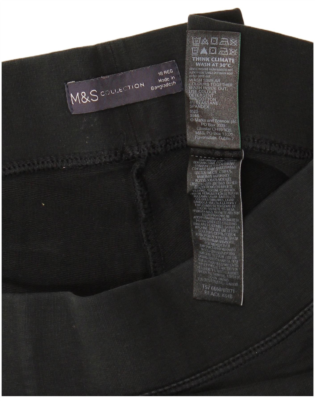 MARKS & SPENCER Dame Leggings UK 18 XL Sort Bomuld
