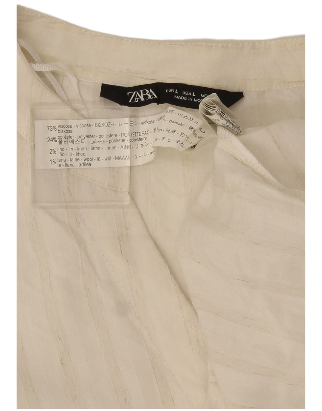 Zara Dame 3/4 ærmet oversize bluse Top UK 16 Stor hvid stribet
