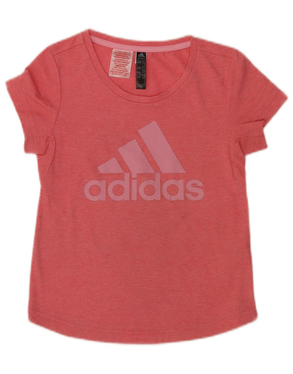 Adidas Girls Aeroready Graphic T-Shirt Top 9-10 Years Pink Flecked