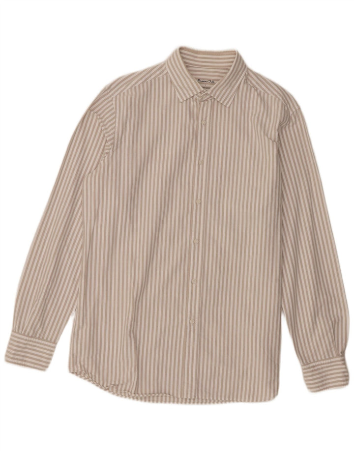 Massimo Dutti herreskjorte stor hvid nålestribet bomuld