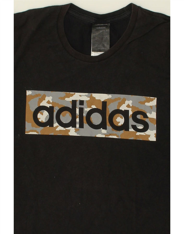 ADIDAS Mens Graphic T-Shirt Top Small Black Cotton Vintage Adidas and Second-Hand Adidas from Messina Hembry 
