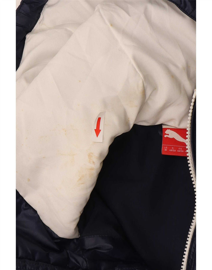 Puma Herre hættepolstret jakke UK 38 Medium Navy Blue Polyester