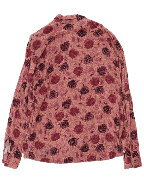 Vintage herreskjorte størrelse 39/40 Medium Bourgogne blomsterbomuld