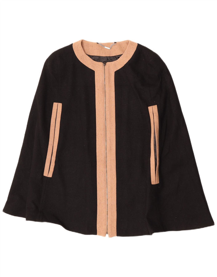 Laura Ashley Dame Poncho Coat UK 16 Large Black Colourblock Uld