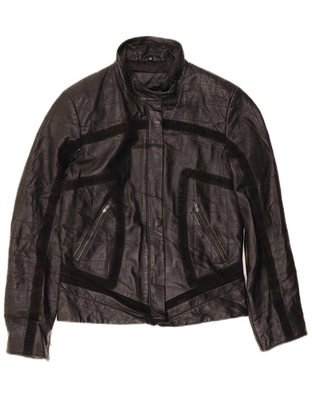 VINTAGE Womens Bomber Jacket EU 38 Medium Black