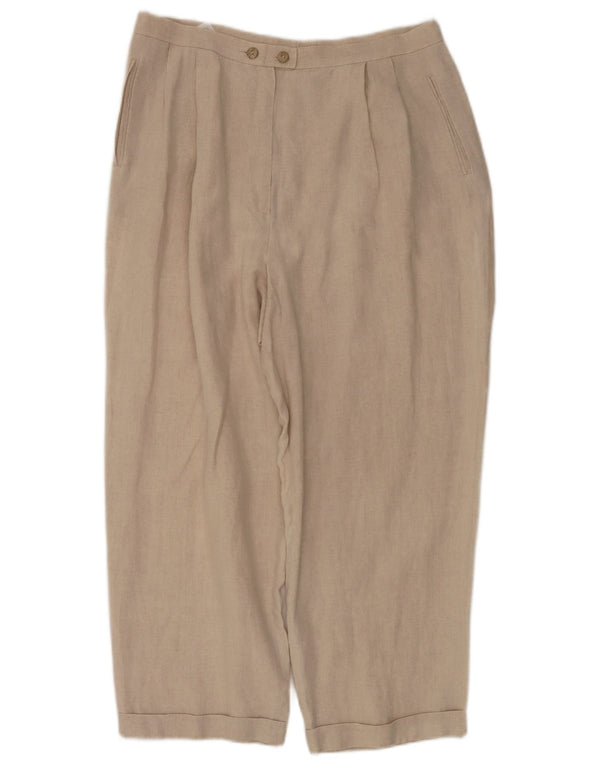 Marks & Spencer Dame Pegged Cropped Trousers UK 18 XL W32 L25 Beige Linen