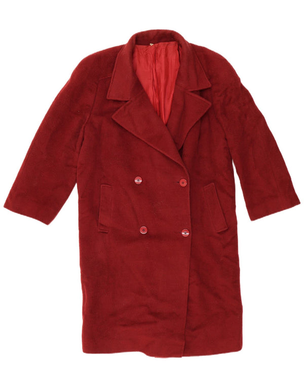 VINTAGE dobbeltradet frakke til kvinder IT 48 XL Bourgogneuld