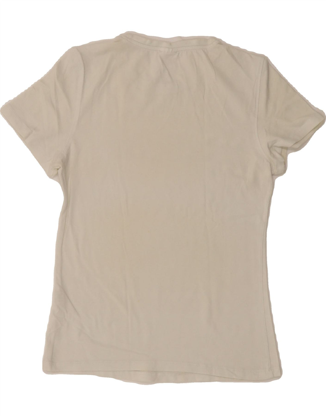 ADIDAS Womens Graphic T-Shirt Top UK 14 Medium Off White Vintage Adidas and Second-Hand Adidas from Messina Hembry 