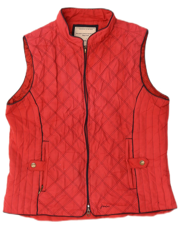JOULES Dame Quiltet Gilet UK 16 Large Rød Polyester