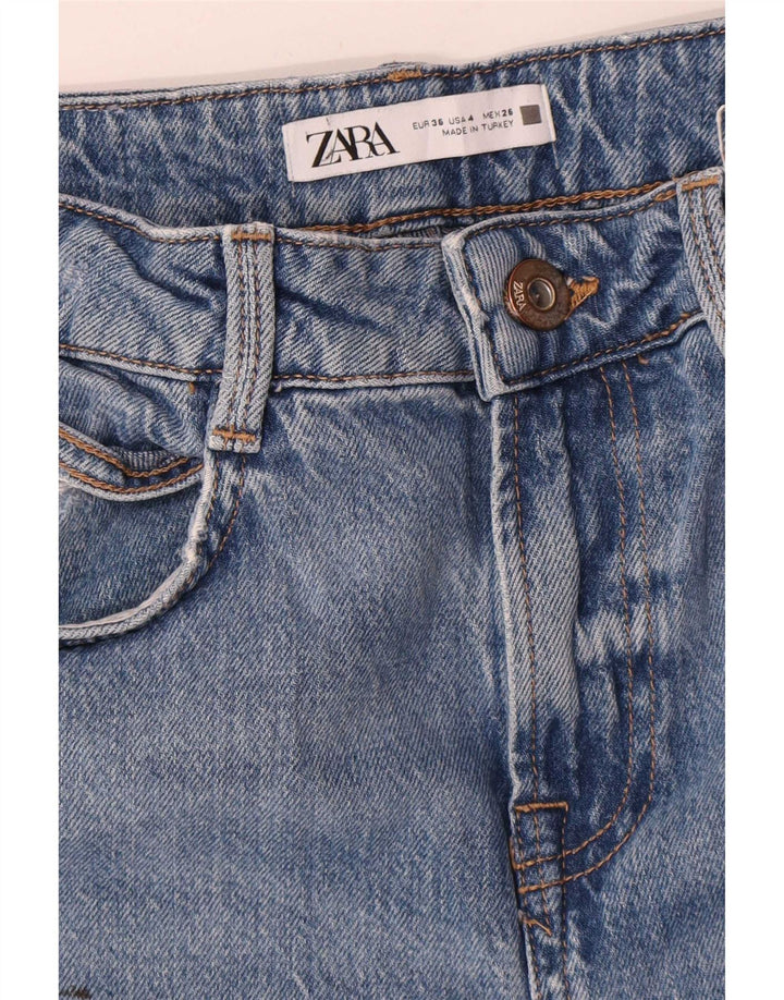 Zara Dame Straight Jeans EU 36 Small W26 L27 Blå Bomuld