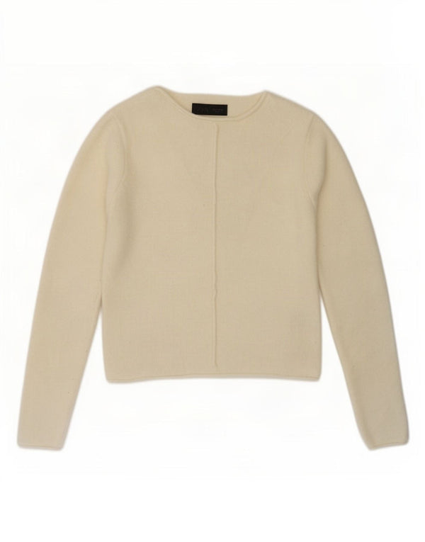 Zara Womens Crop Boat Neck Jumper Sweater UK 10 Small Off White Akryl
