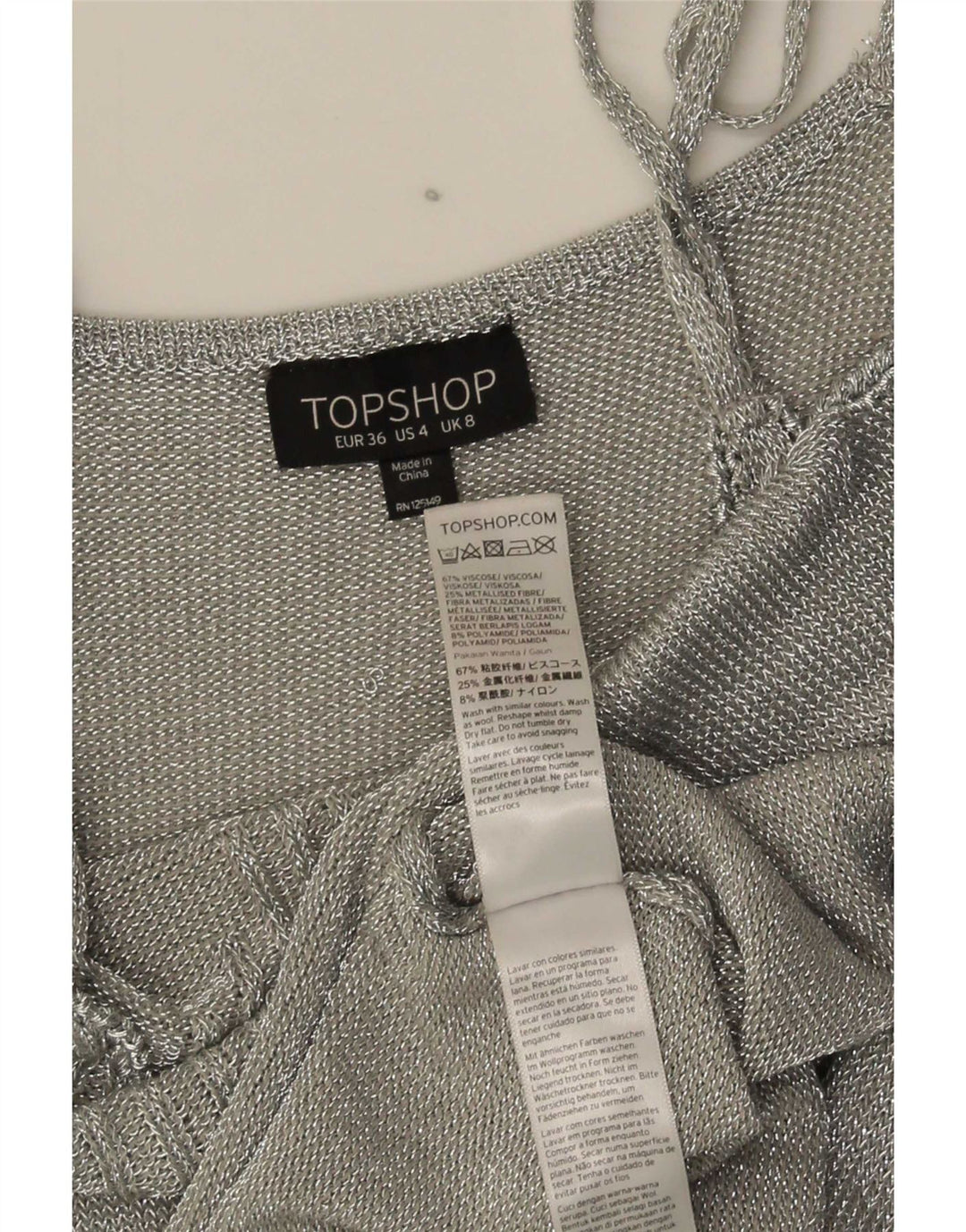 Topshop Dame Slip Dress UK 8 Small Silver Viscose