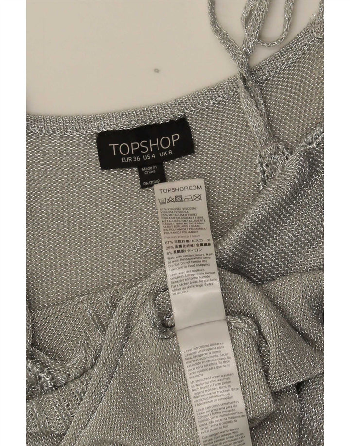 Topshop Dame Slip Dress UK 8 Small Silver Viscose