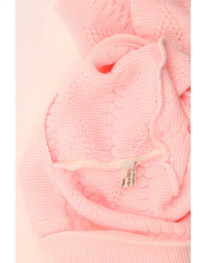 Vintage dame cardigan sweater UK 14 Medium Pink Akryl