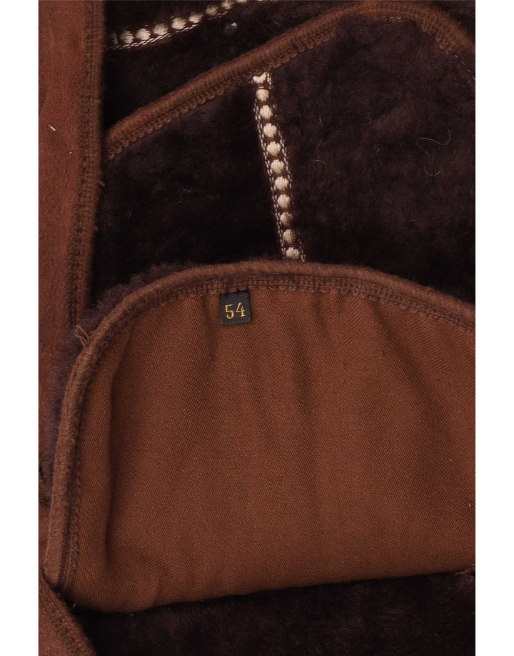 Vintage Herre Shearling Overcoat IT 54 2XL Brun