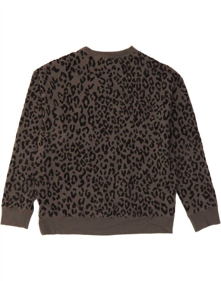 EDDIE BAUER Womens Sweatshirt Jumper UK 14 Medium Grey Animal Print Cotton Vintage Eddie Bauer and Second-Hand Eddie Bauer from Messina Hembry 
