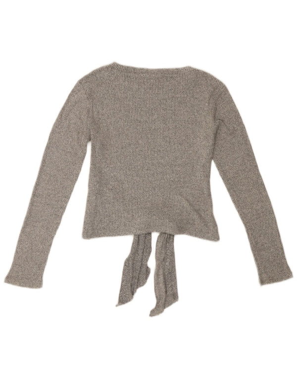 ZARA Womens Crop Boat Neck Jumper Sweater UK 14 Large Grey Viscose