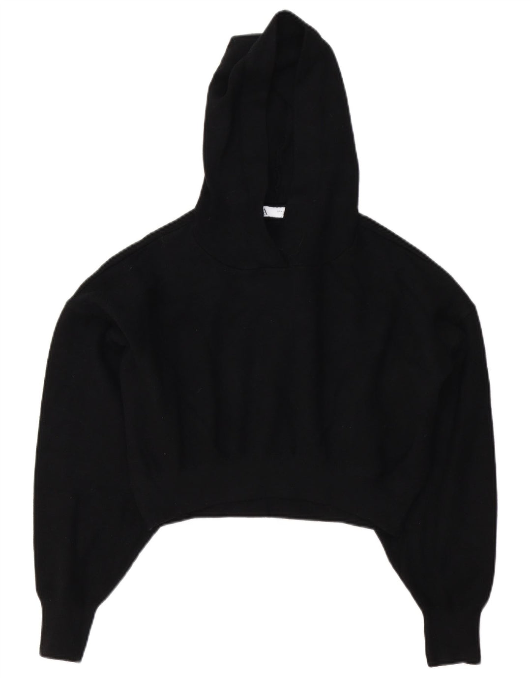 Zara Womens Crop Hoodie Jumper UK 14 Medium Black Viscose