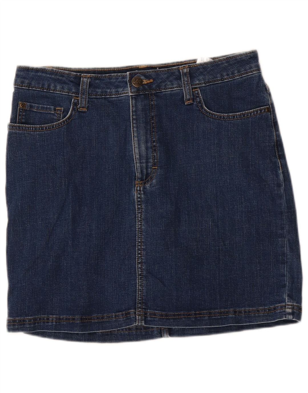 LEE Womens Mid Rise Regular Fit Denim Skirt US 12 Large W32 Navy Blue