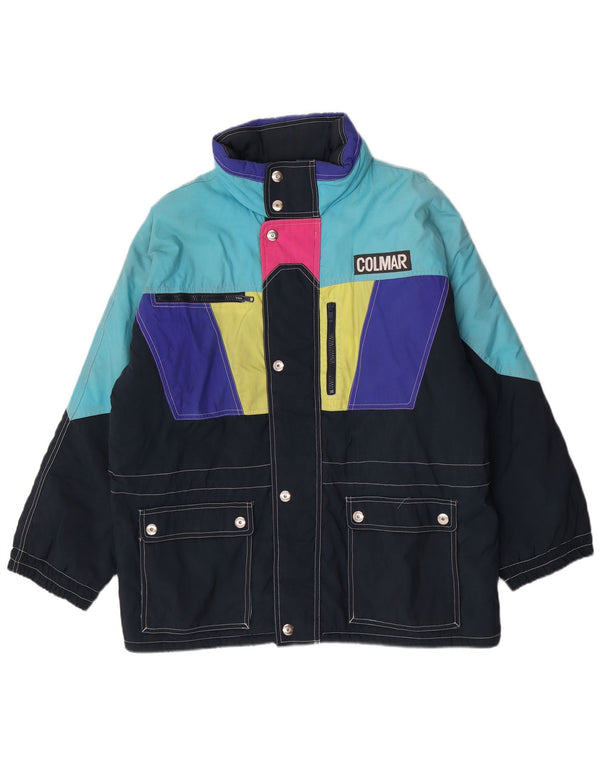 Colmar Dame Hætte Loose Fit Skijakke Str. 42 Large Blue Colourblock
