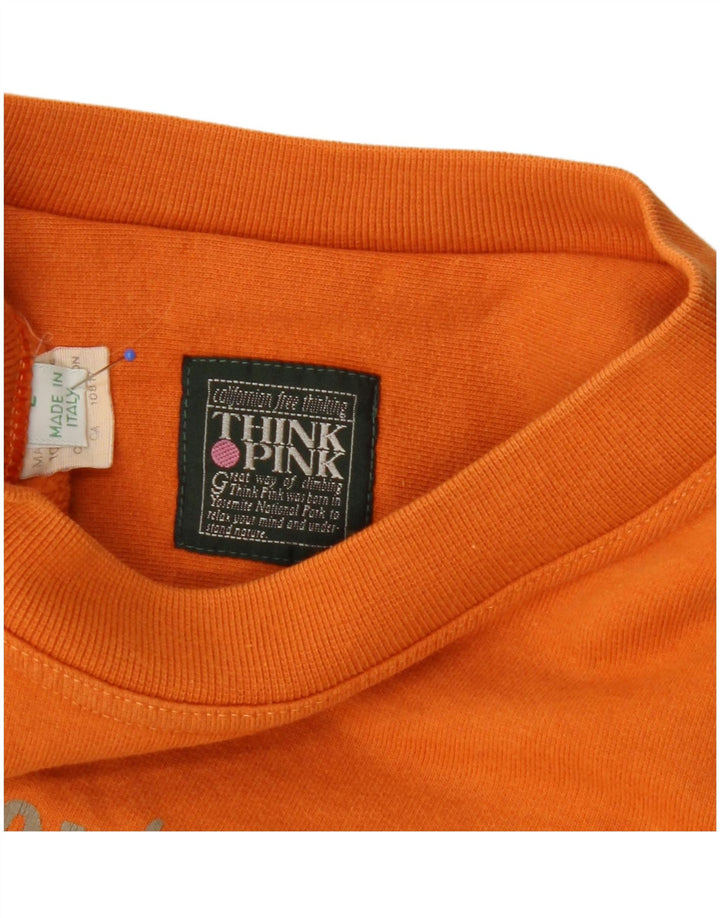 Tænk Pink Dame Oversized Grafisk Sweatshirt Jumper UK 16 Large Orange