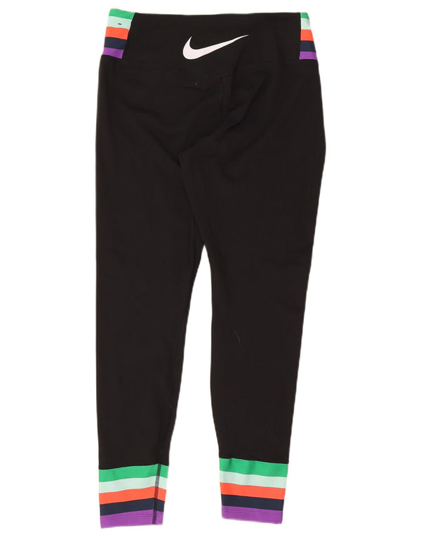 Nike Dame Dri Fit Grafiske Leggings UK 16 Large Black Colourblock