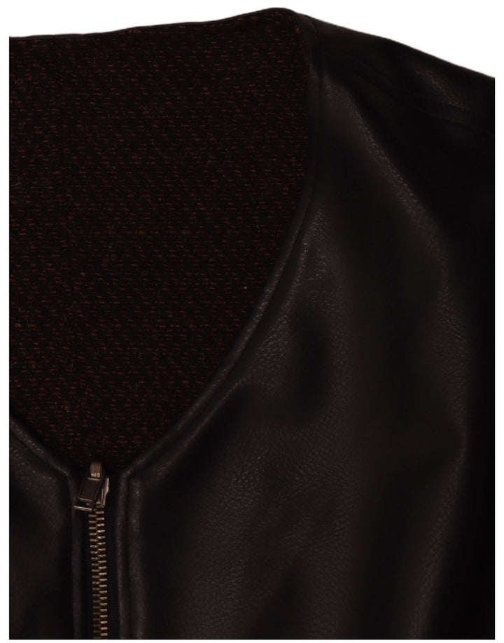 Vintage Herre Læder Gilet UK 38 Medium Black