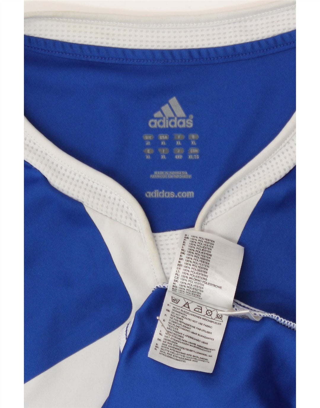 Adidas Herre grafisk T-shirt Top XL Blå Colourblock Polyester
