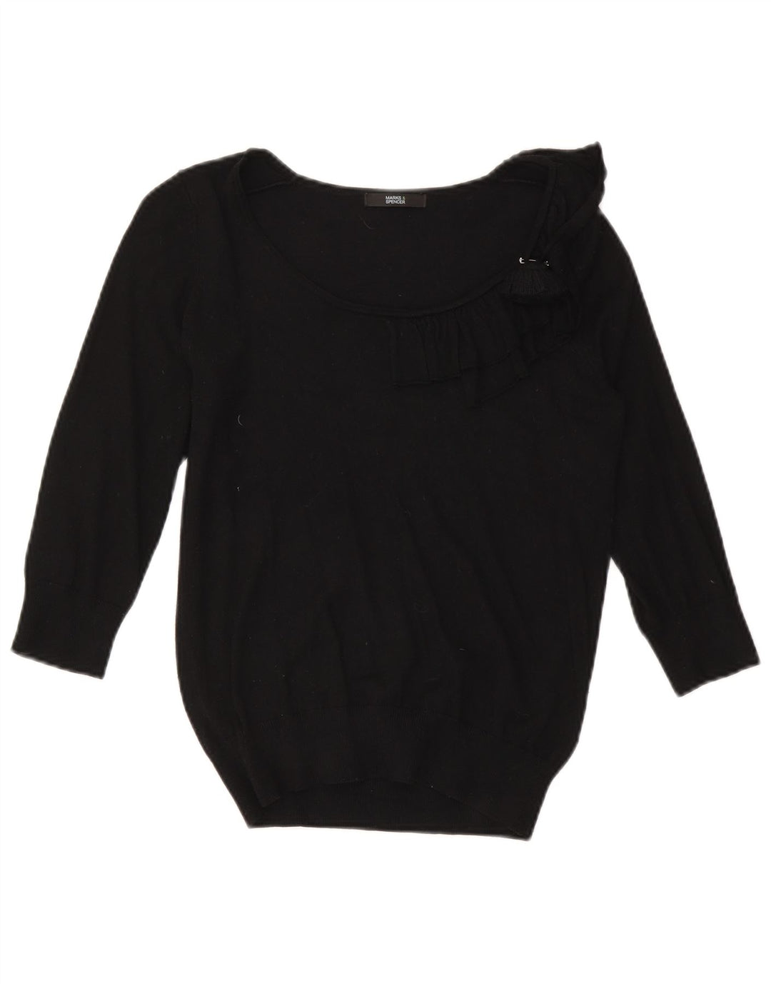 Marks & Spencer Dame Boat Neck Jumper Sweater UK 10 Small Black