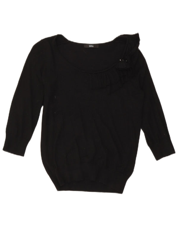 Marks & Spencer Dame Boat Neck Jumper Sweater UK 10 Small Black