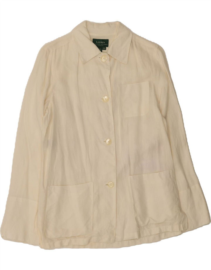 RALPH LAUREN Mens 4 Button Blazer Jacket UK 14 Medium Off White Linen Vintage Ralph Lauren and Second-Hand Ralph Lauren from Messina Hembry 