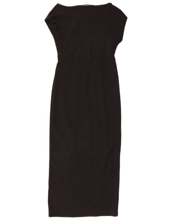 Zara Dame Maxi Kjole UK 14 Stor Sort Bomuld