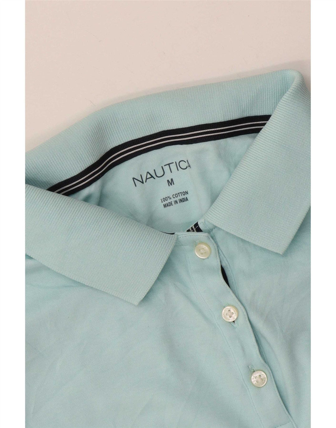 Nautica Dame Polo Shirt UK 14 Medium Blue Bomuld