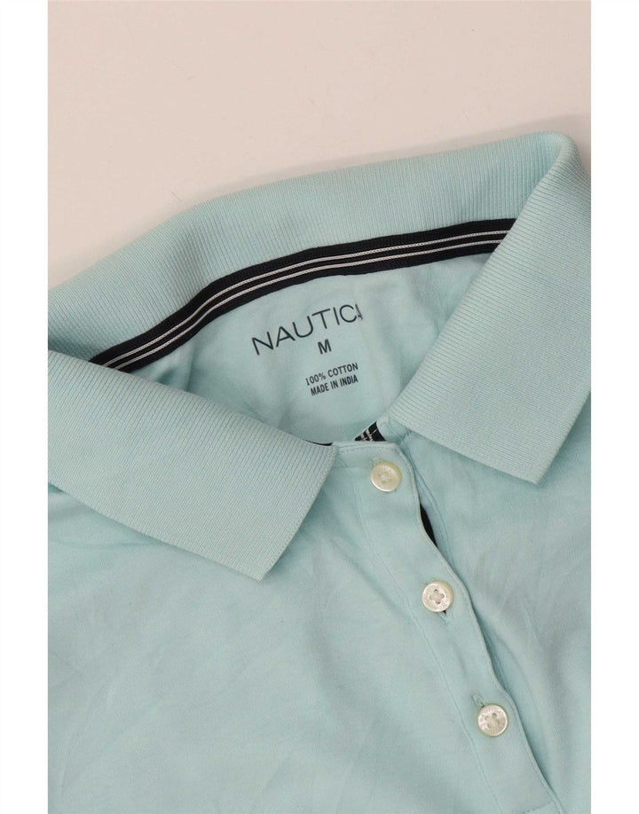 Nautica Dame Polo Shirt UK 14 Medium Blue Bomuld