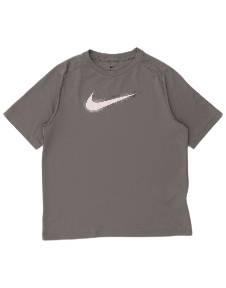 NIKE drenge Dri Fit grafisk T-shirt top 13-14 år XL grå polyester