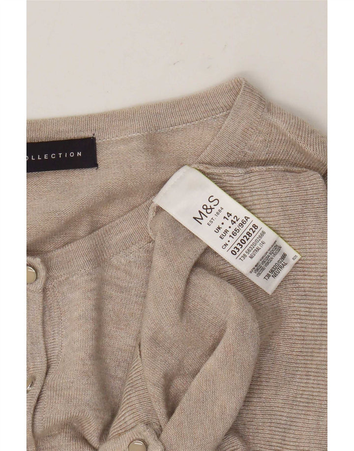 Marks & Spencer Dame Cardigan Sweater UK 14 Medium Beige Flecked Viscose