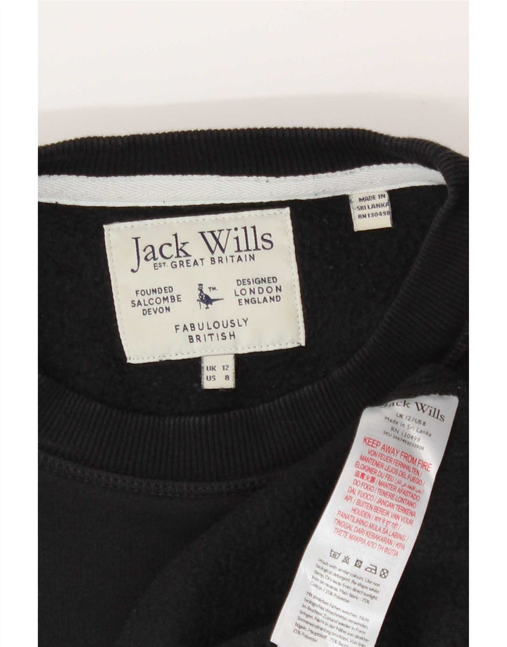 Jack Wills Dame Grafisk Oversized Sweatshirt Jumper UK 12 Medium Sort
