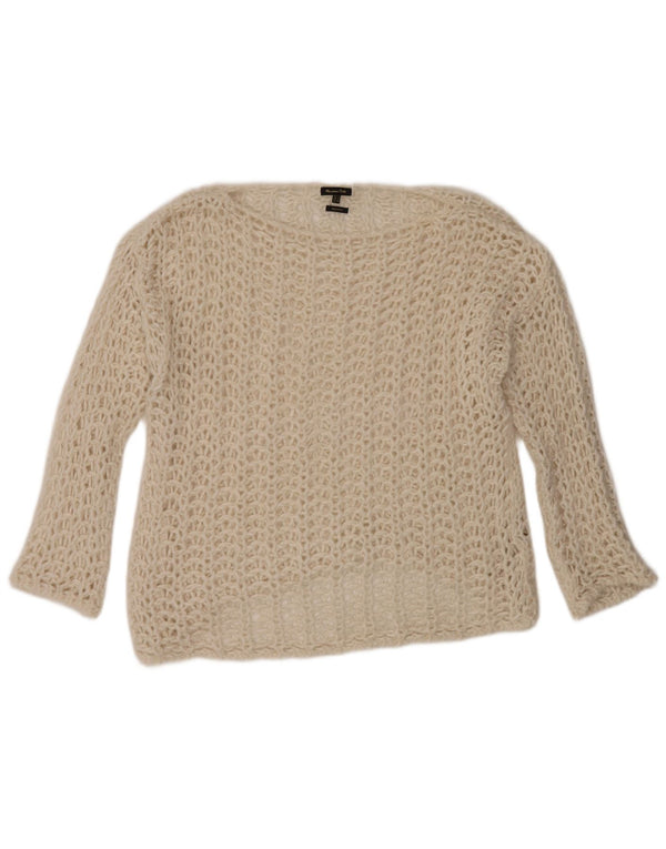 Massimo Dutti Dame Boat Neck Jumper Sweater UK 10 Small Off White