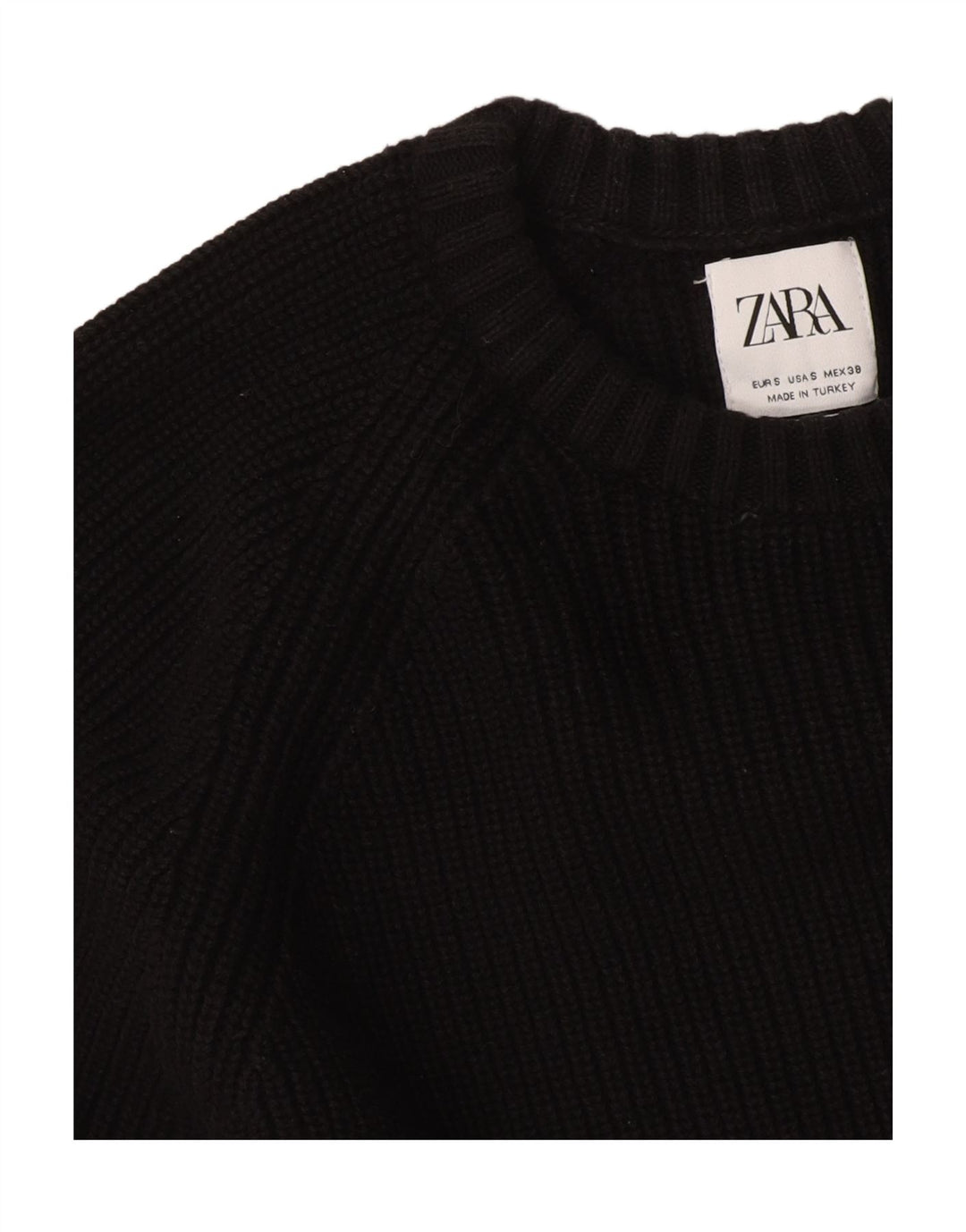 Zara Dame Oversized Crew Neck Jumper Sweater UK 10 Small Black
