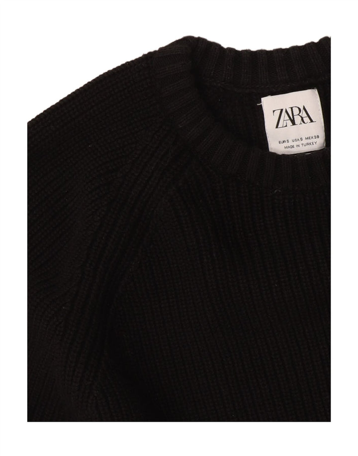 Zara Dame Oversized Crew Neck Jumper Sweater UK 10 Small Black