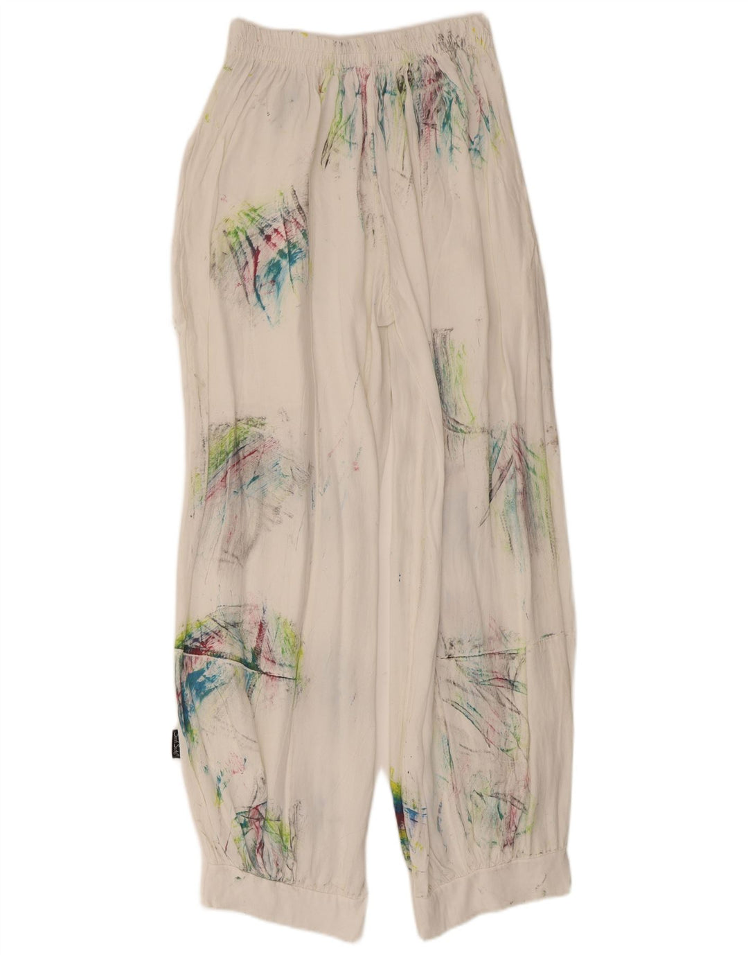 Vintage kvinders haremsbukser Medium W28 L29 White Tie Dye Viscose