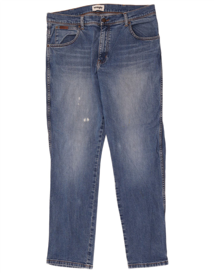 Wrangler Herre Texas Slim Jeans W36 L32 Blå Bomuld