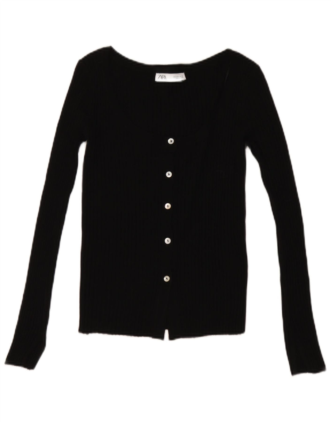 Zara Dame Cardigan Sweater UK 8 Small Black Acryl