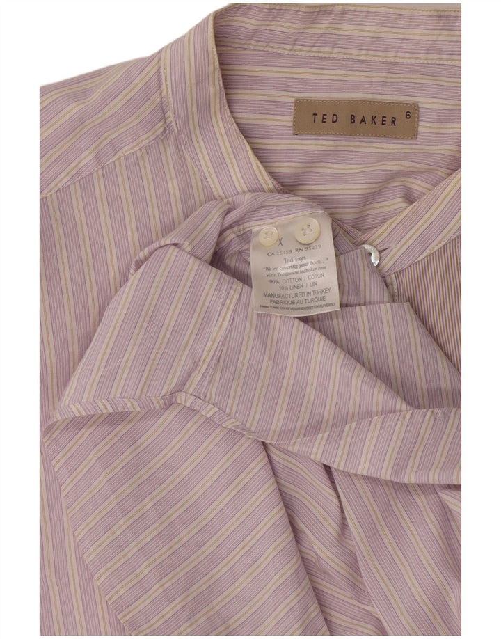 Ted Baker Herreskjorte str. 6 2XL Pink Stribet Bomuld
