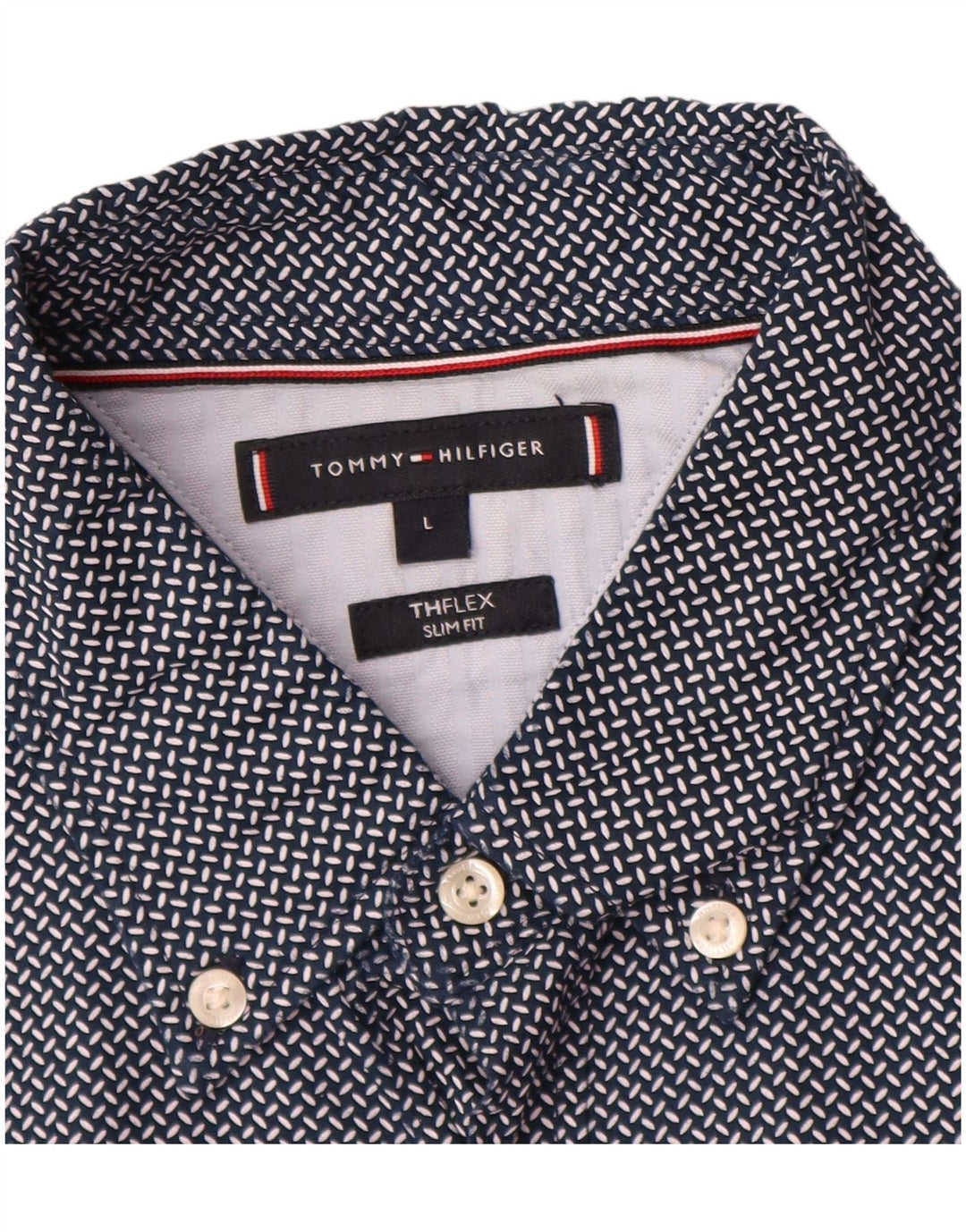 Tommy Hilfiger Herre Flex Slim Fit skjorte Stor marineblå geometrisk bomuld