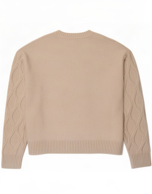 Marks & Spencer Mens Crew Neck Jumper Sweater Small Beige Polyester