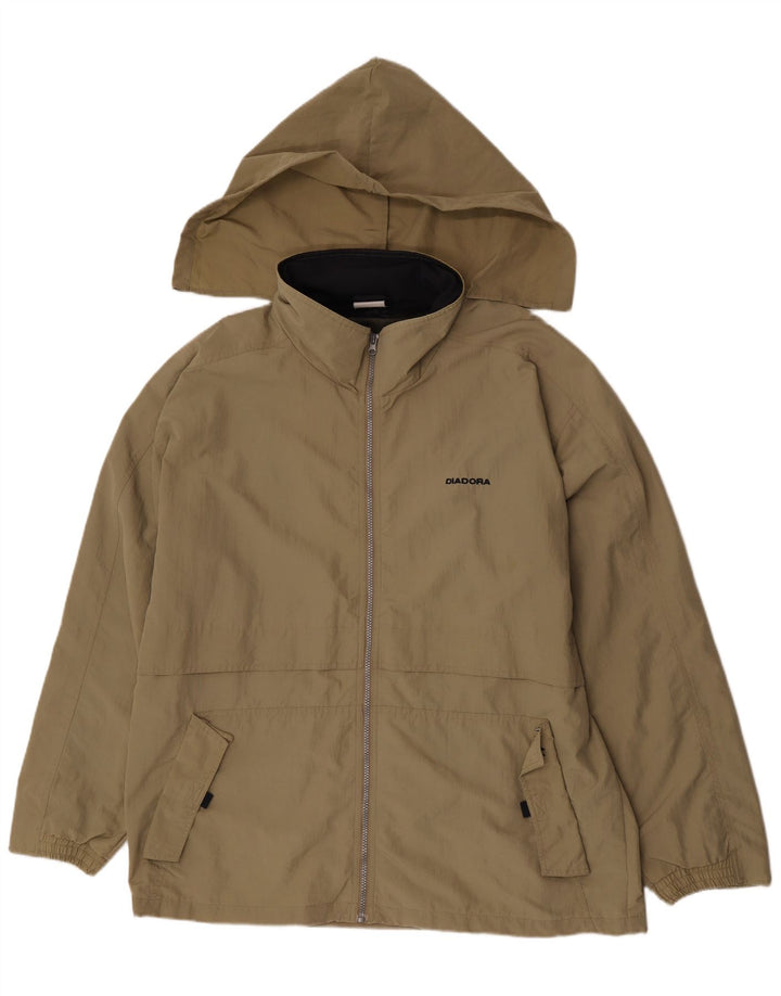 Diadora Regnjakke med hætte til mænd UK 40 Stor Khaki Polyamid