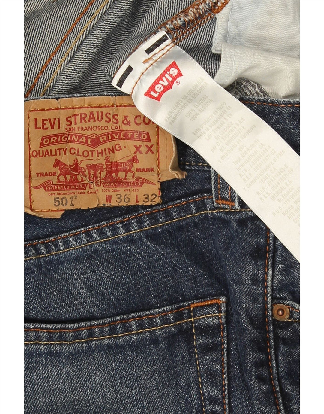 Levi's Herre 501 lige jeans W36 L32 blå bomuld