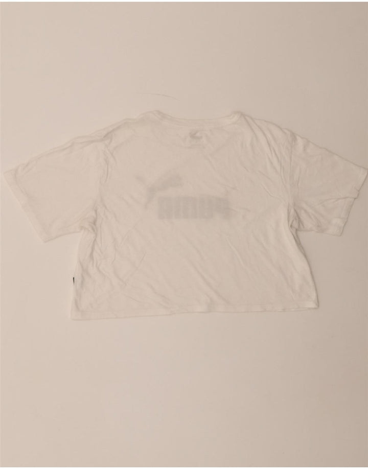 PUMA Womens Crop Graphic T-Shirt Top UK 14 Medium White Vintage Puma and Second-Hand Puma from Messina Hembry 
